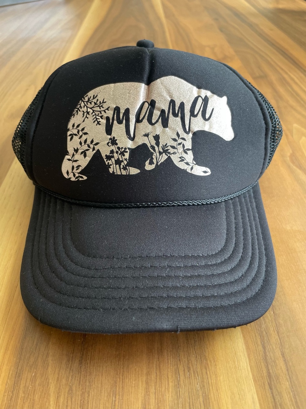 OTTO Black Mesh Trucker Cap with mama bear Logo